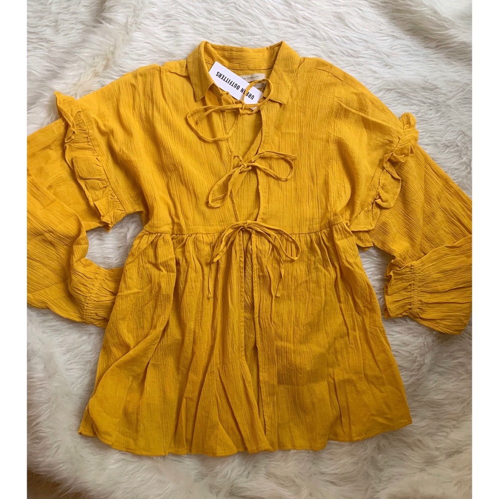 *New* Adorable Tie Up Ruffle Sleeve Babydoll Top